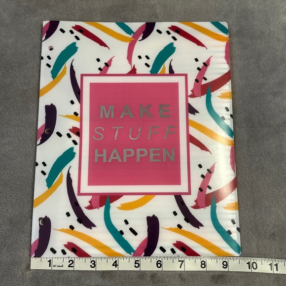 Thirty-One Large Zipper Pouch Happiness Looks Good On You Canvas 13”x10” Folders - Picture 7 of 12